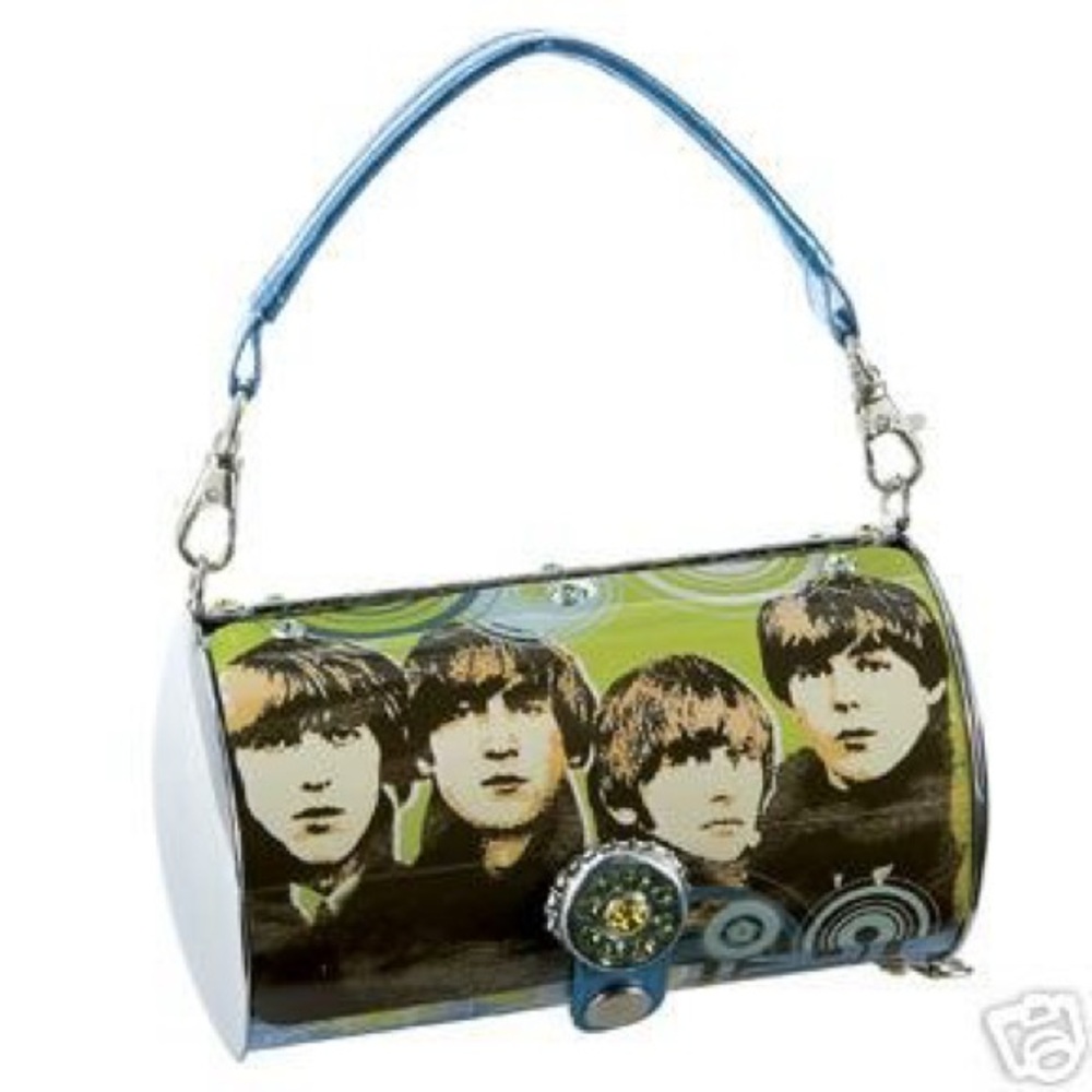 THE BEATLES metal Cylinder Tote Purse handbag NWT